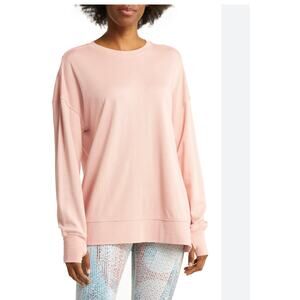 Sweaty Betty  Cotton After Class Longline Sweatshirt Pastel Pink Size Sm